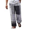 thumbnail image 2 of BUWTTED Casual Pants for Men Oversized Loose Fit Lightweight Linen Trousers with Pockets Relaxed Fit Comfortable Breathable Summer Gray Pants XXL, 2 of 5