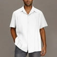thumbnail image 2 of VBTAPA Men's Cuban Guayabera Shirt Short Sleeve Casual Button Down Shirts Summer Beach Linen Shirt Lightning Sales White S, 2 of 7