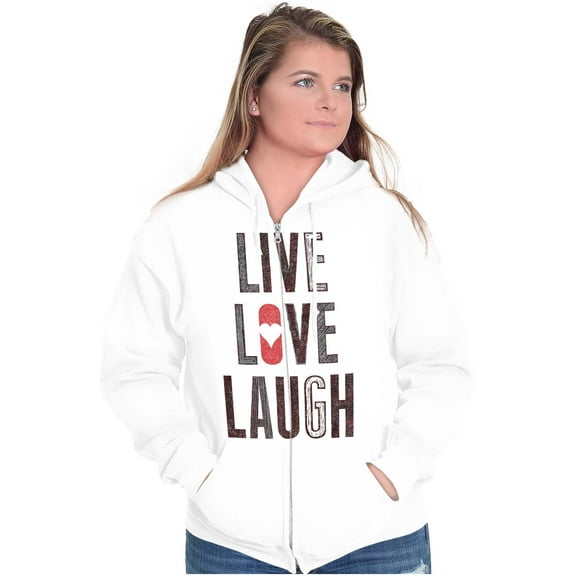 Live Love Laugh Valentines Day Hearts Zip Hoodie Sweatshirt Women Brisco Brands M