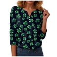 thumbnail image 6 of COMVALUE St. Patrick's Day Womens 3/4 Sleeve V Neck T-Shirts Graphic Printed Casual Loose Fitted Soft Tee Tops (Black, XXL), 6 of 9