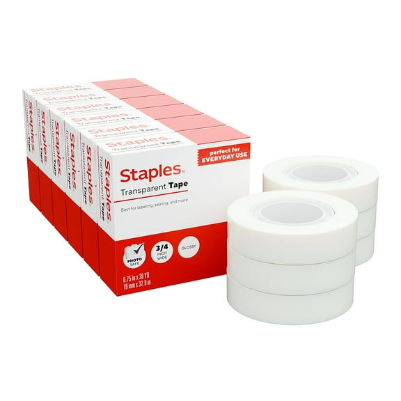 Staples Transparent Tape Refill 3/4" x 36 yds. 6 Rolls/Pack (ST62854)