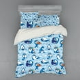 thumbnail image 2 of Ambesonne Cartoon Bedding Set 3 Pcs, Friendly Seal, Twin XL, Blue White Marigold, 2 of 3