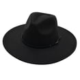 thumbnail image 1 of Sombrero Fedora de ala ancha para hombre y mujer, sombrero de fieltro con cinta, estilo Retro, Trilby, clásico, color negro, para invierno y otoño, 9,5 cm, 1 of 4