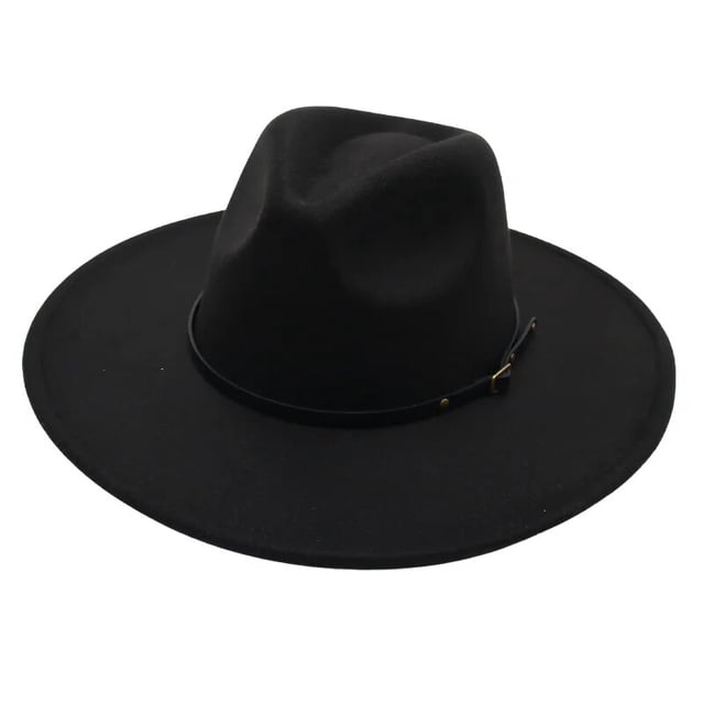 Sombrero Fedora de ala ancha para hombre y mujer, sombrero de fieltro con cinta, estilo Retro, Trilby, clásico, color negro, para invierno y otoño, 9,5 cm