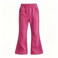thumbnail image 4 of Teen Girls Bootcut Flared Sweat Pants, Stretchy High Rise Wide Leg Joggers with Pockets, Solid Color Loose Fit Trousers Hot Pink 160(160), 4 of 9