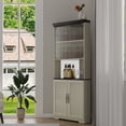 thumbnail image 4 of FENGFAN 5 Tiers Corner Wine Storage Cabinet Tempered Glass Door MDF White 30.35x70.86x16.92 in 1 Pack, 4 of 9