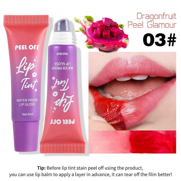 Fiudx Tinte Labial, Brillo Labial de Acabado Mate Suave, Lápiz Labial Desprendible, Color Natural de Larga Duración, Resistente Al Agua Las Manchas, Uso Diario, Regalo de Belleza Aroma Afrutado, 8 Ml