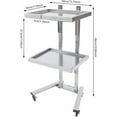 thumbnail image 6 of MONIPA 2-Tier Cart Trolley Tray, Foldable Metal Rolling Trolley with 4 Swivel Casters Load 44 lb, Tattoo Shop Collapsible Utility Carts Stainless Steel Salon Storage Stand (Silver), 6 of 14