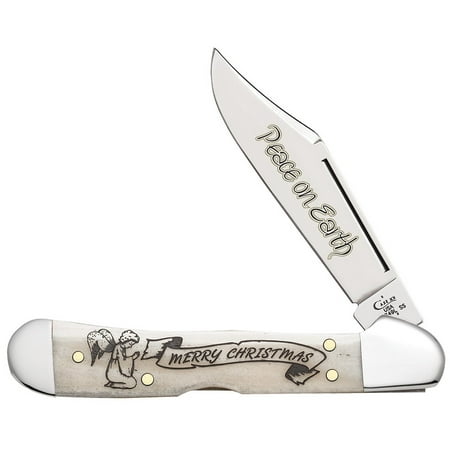 - CASE XX 2017 Merry Christmas Smooth Natural Bone Copperlock Stainless Pocket Knife Knives