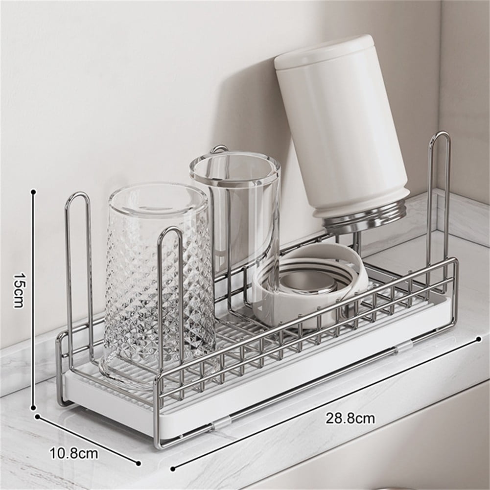 PASILI Stainless Steel Utensil Drying Rack Cup Holder For Kitchen Sink Counterorganizer