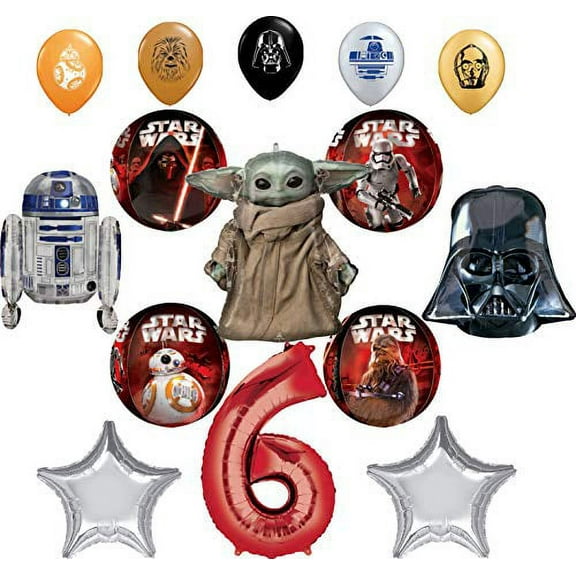 Star Wars 5th Birthday Party Supplies Balloon Bouquet Decorations with Baby Yoda