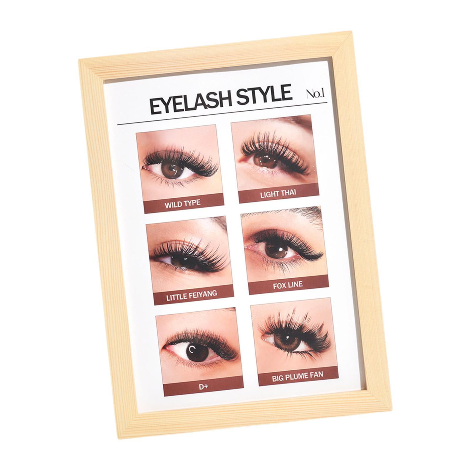 TOOYFUL Lashes Wall Art Eyelash Guide Wooden Frame Walls Decoration Eyelash Wall Decor for Lashes Studios Home Decor C