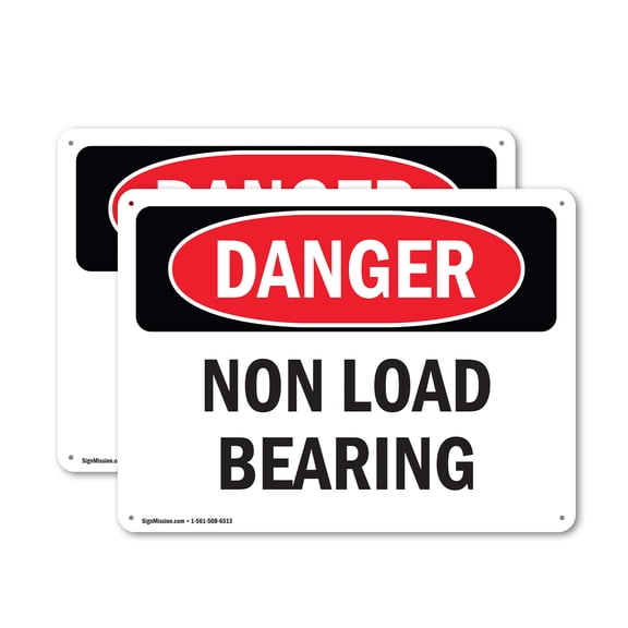 (2 Pack) Non Load Bearing OSHA Danger Sign 24 Inch X 18 Inch Indoor / Outdoor Rust-Free Aluminum Metal Signs for Workplace, Workshop, and Construction Site, Made in the USA