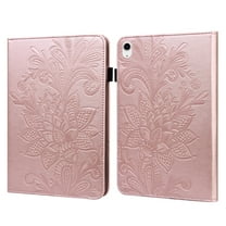 SaniMore for iPad 10th Generation 10.9" 2022 Embossed Case, PU Leather Case with Card Slot & Kickstand Pencil Holder & Hand Strap Shockproof Protective Case for Women Girls, Rosegold