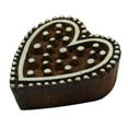 thumbnail image 2 of Indian Wood Block Art Heart Handcarved Printing Block Textile Stamp, 2 of 3