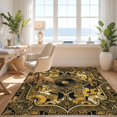 thumbnail image 3 of Design&I 8'x10' Washable Area Rug Sleek Flatweave Pet Friendly Record Vintage Note Mosaic Retro Disc Center Soundwave Music Vinyl Cd Playful for King Size Bedroom, Under Bed, 3 of 7