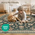 thumbnail image 4 of ODIKA Dining Under Traditional Concentric Motif Geometric Transitional Stain Resistant Thin Throw for Entryway, Kitchen, Laundry Room, 4 of 7