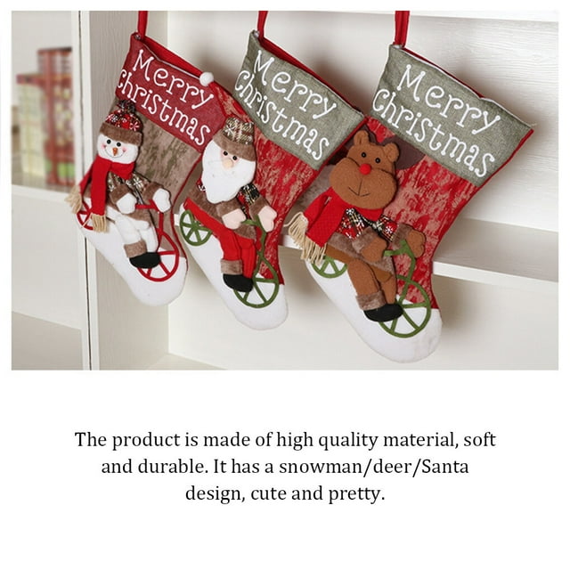 serony Gifts Holders Christmas Socks Fleece Softness Exquisite Multipurpose Candy Container Household Accessories Decorative Room Decal Deer Pattern