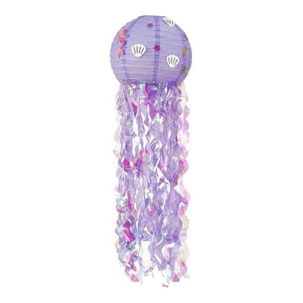 Kit de bricolaje para farolillos de medusa - Decoración de papel hecha a mano de 26-30 cm con borlas de 60 cm para fiestas, hogar y techo