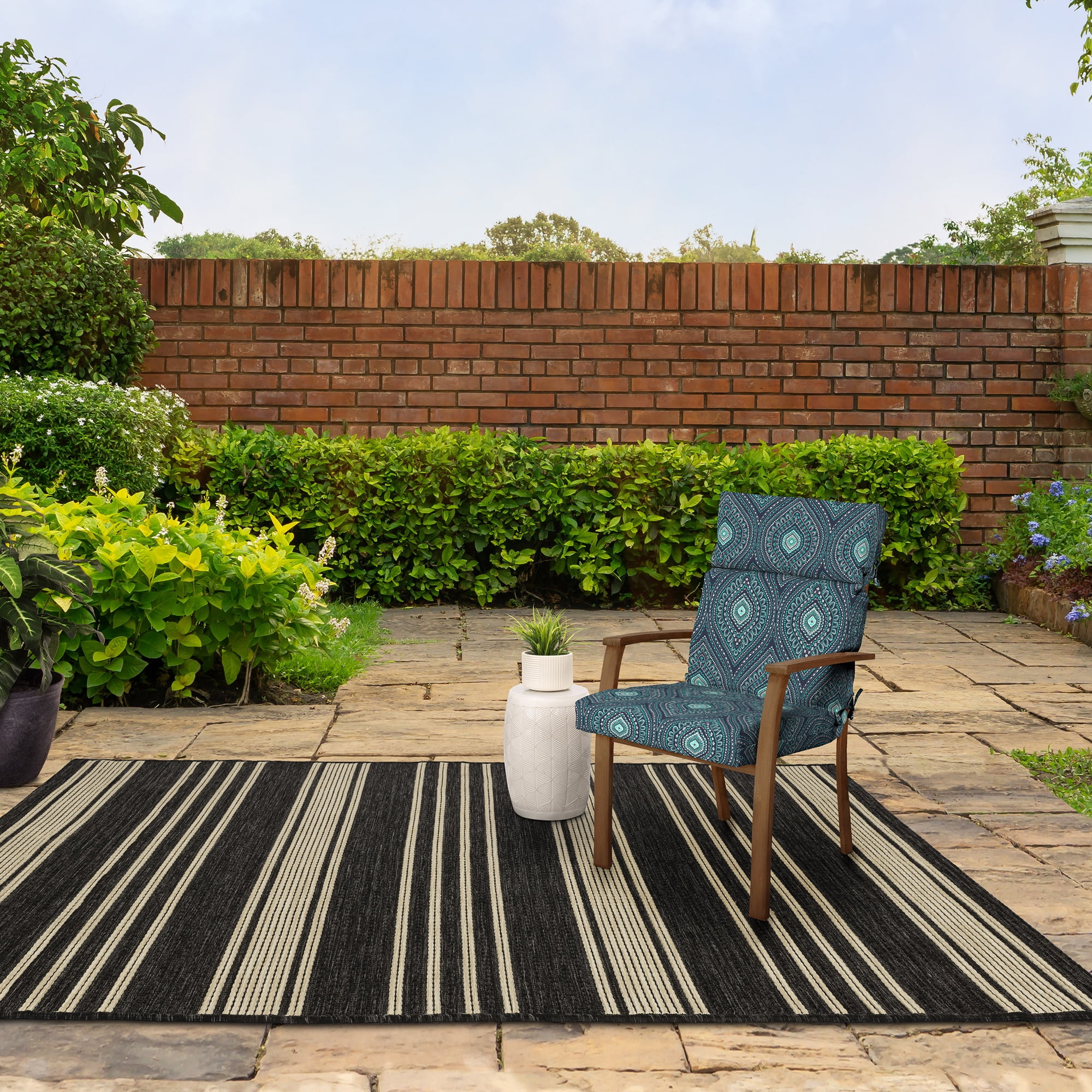 Better Homes & Gardens 44" L x 21" W Navy Medallion 1 Piece Outdoor Chair Cushion