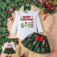 thumbnail image 2 of REgarm Babies First Christmas Outfit Girl Long Sleeve Romper Christmas Print Skirt Headband Sets Newborn Infant Christmas Clothes 0-3 Months,Green, 2 of 7