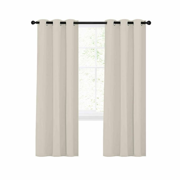 Cream Blackout Curtains 54 Inches Long for Bedroom, Modern Pure Beige Thermal Insulated Room Darkening Black Out Window Curtain Panels Grommet Drapes for Living Room