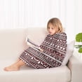 thumbnail image 4 of Red and White Christmas Folk Pattern Blanket Hoodies for Kids 6-13YR Oversize Wearable Blanket Hoodies for Boys Girls Teens, 4 of 7