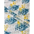 thumbnail image 2 of Serafina Home Light Blue Teal Yellow Grey White Fabric Shower Curtain for Bathroom: Farmhouse Floral Leaf Damask Design, 2 of 9