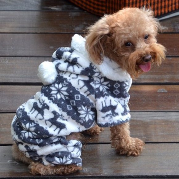 Dog Christmas Pajamas for Small Medium Dogs - Cute Elk Snowflake Pattern Holiday Dog Pajamas Pet Apparel for Cold Weather - Soft Onesie Dog Pjs Warm Winter Clothes
