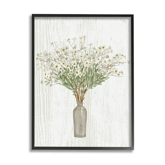 Stupell Industries Delicate Cottage Wildflowers Bouquet Weathered Grainy Pattern Graphic Art Black Framed Art Print Wall Art, Design by Ziwei Li