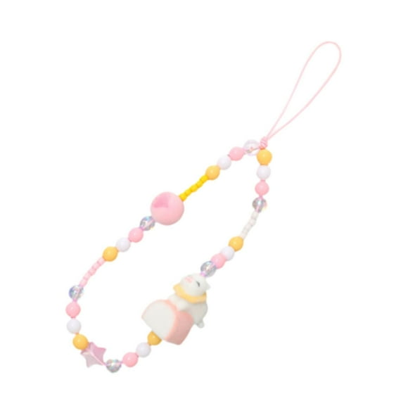 Yinanstore Dragonne Perlée Pendentif de Sac à Main Chaîne de Téléphone Multifonctionnelle Mode Jaune