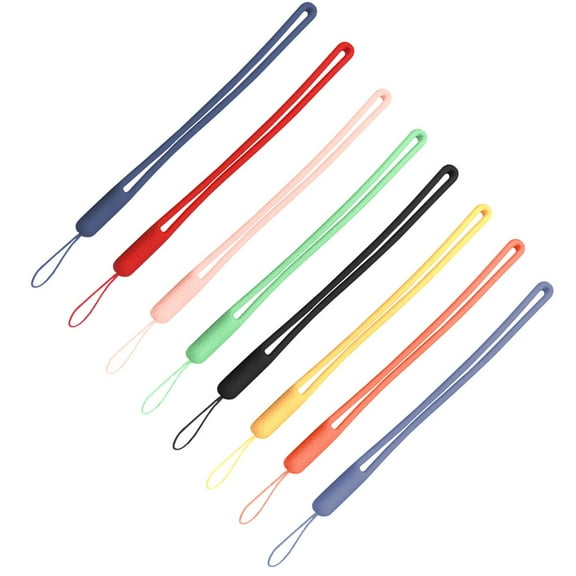 8pcs Smooth Silicone Straps ID Lanyard Rope Key Chain Lost Hand Strap Random Color