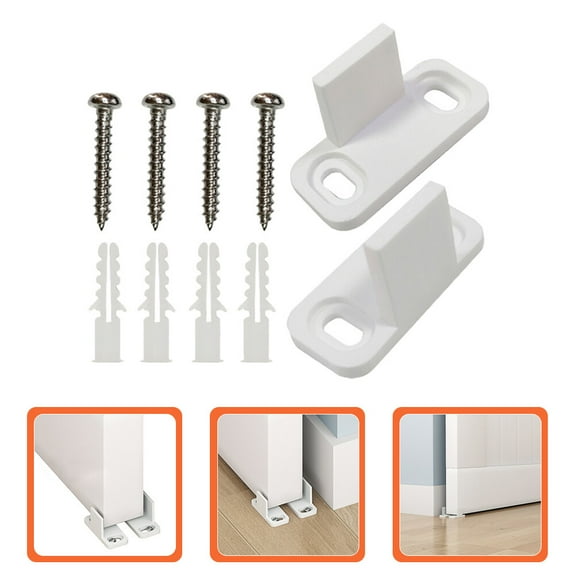 LITINKIMI 2Pcs White Rectangular Barn Door Floor Track for Smooth Movement 1.8x0.8x0.8in