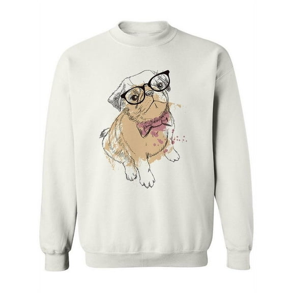 Pug With Glasses. Sweatshirt Women -Image by Shutterstock, Female XX-Large