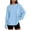 Light Blue, variant on Women T Shirt Sevevn Crew Neck Oversized Fit Soft Breathable Fabric Drop Shoulder Chest Pocket Long Sleeve Curved Hem For Daily Casual Lounging Sport Wear