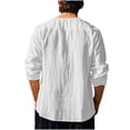 thumbnail image 5 of SHTXOZHI Fall Tee Shirts for Men Long Sleeve Lace-Up Pullover Shirts Solid Color Casual Tops, 5 of 7