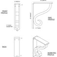 thumbnail image 2 of Ekena Millwork 2"W x 12"D x 15"H Ashford Triple, Wrought Iron Bracket, (Triple center brace) (4-Pack), 2 of 5