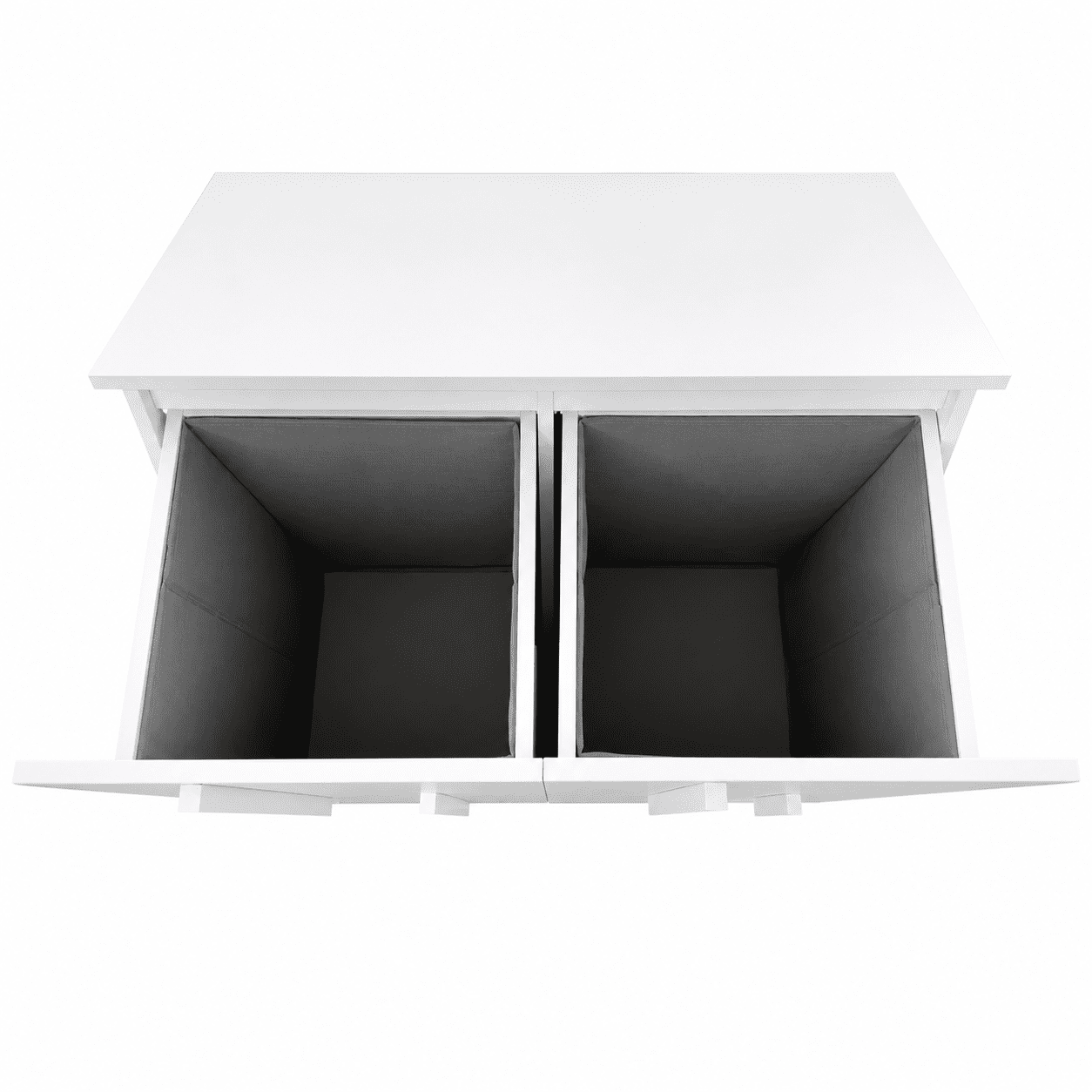 Laundry Cabinet 31.5 x 15.75 x 42.89 Inch, Storage Cabinet with 2 Removable Liner Bags and Fluted Doors