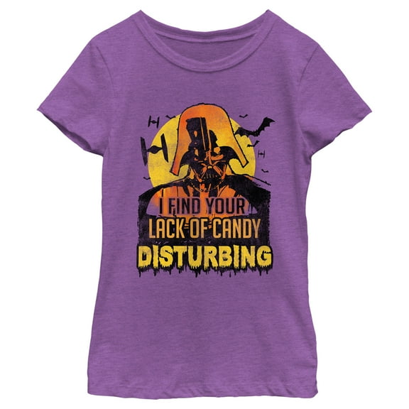 Girl's Star Wars Distressed Lack of Candy Vader  Graphic Tee Purple Berry X Large