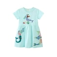 thumbnail image 3 of AJZIOJIRO Robe Décontractée pour Filles Tout-Petits Robe Simple Couleur Unie Imprimée pour Enfants Été Adorable Robe Ample Col Rond, 3 of 9