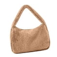 thumbnail image 4 of Women's Plush Tote Bag Simple Shoulder Bag Armpit Bag Large Capacity Casual Handbag Khaki One Size, 4 of 5