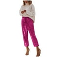 thumbnail image 5 of UJNDER Carnival Women's Sequin Casual Pants Party Fashion High Waist Drawstring Leggings Style Hot Pink XXL, 5 of 7