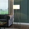 thumbnail image 4 of 64" - 47" In Mid-Century Adjustable Tripod Chrome/Silver Metal Floor Lamp, 4 of 6
