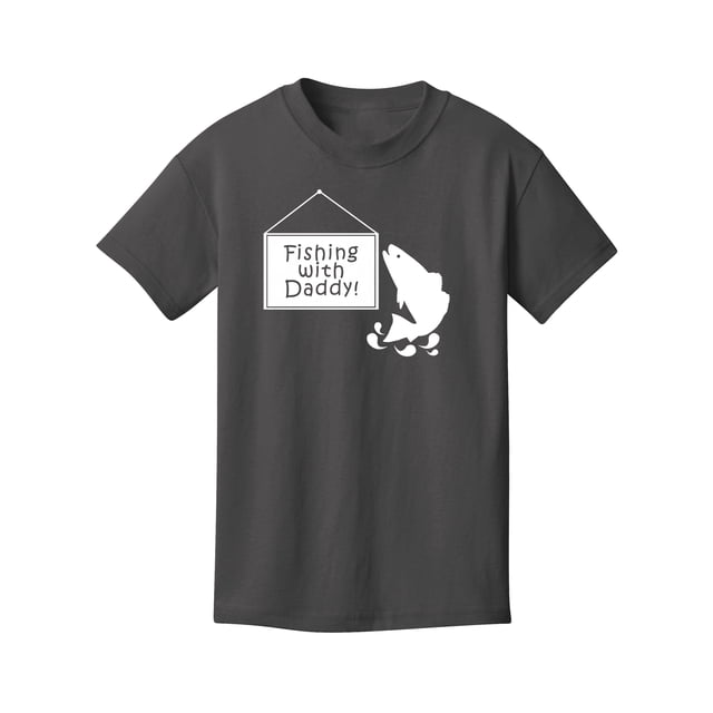 Gravity Trading Fishing with Daddy Youth Cotton Tee - Charcoal - Small