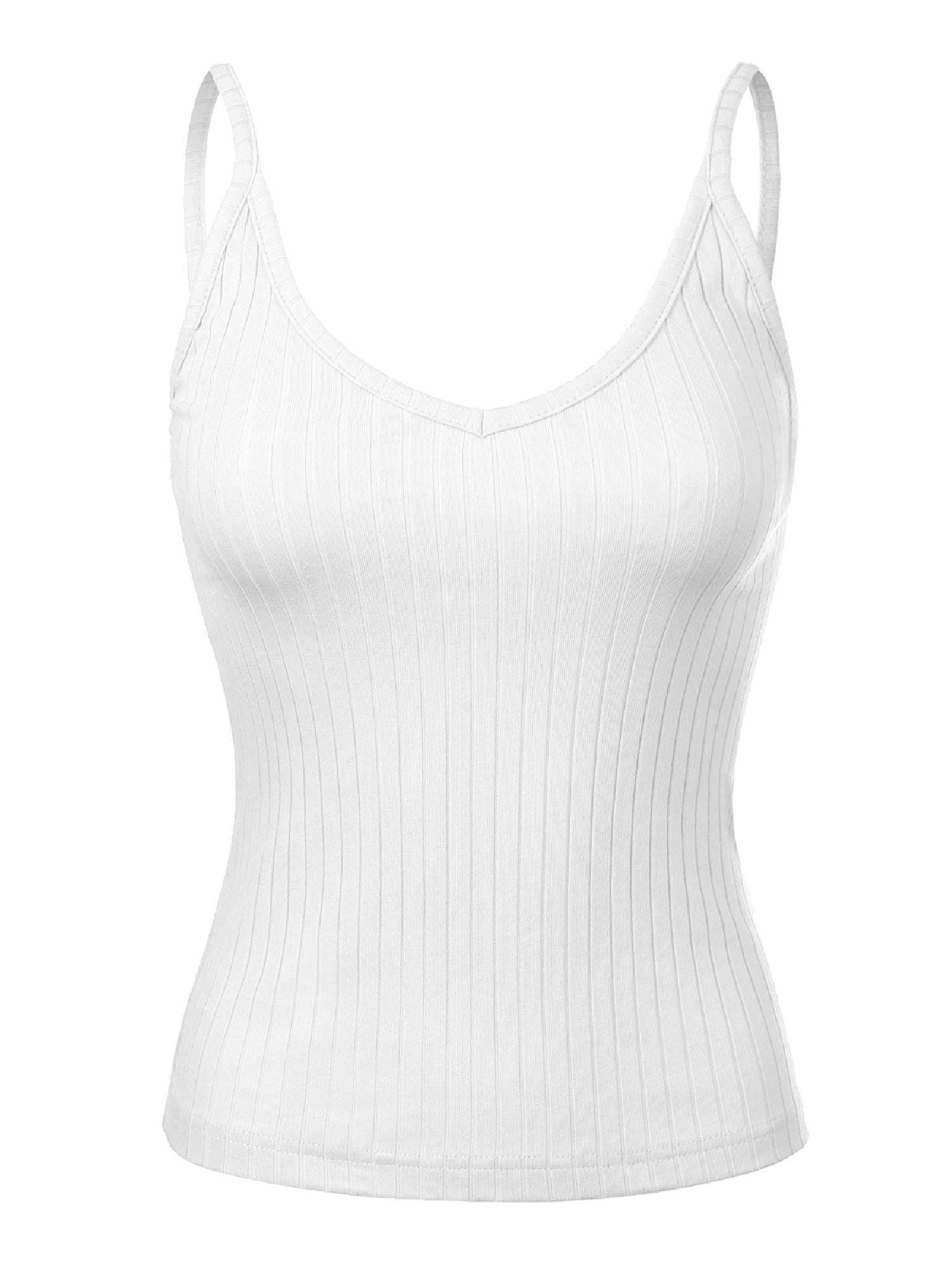 MixMatchy Women's Solid Ribbed V Neck Adjustable Spaghetti Strap Tank Top -  Walmart.com