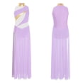 thumbnail image 3 of inlzdz Kids Girls Lyrical Dance Dress Halter Sleeveless Overlay Chiffon Tulle Skirt Contemporary Dancewear Purple 16, 3 of 6