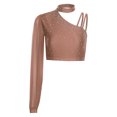thumbnail image 3 of iiniim Women Shiny Rhinestone Dance Top Ballet Dance Adult Contemporary Shiny Crop Tops DustyPink S, 3 of 5