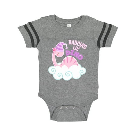 

Inktastic Babcia s Lil Dino with Cute Pink Baby Dinosaur Gift Baby Boy or Baby Girl Bodysuit