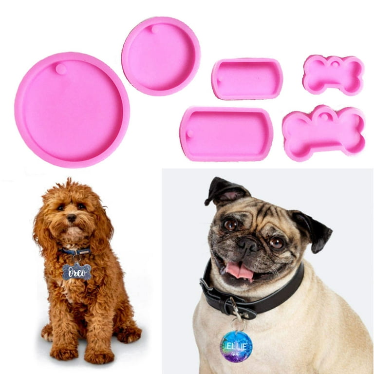 6 Pieces Dog Bone Silicone Mold Dog Tag Keychain Mold Kit DIY Dog Tag  Pendant Baking Epoxy Resin Clay Mold with 10 Pieces Big Key Ring for  Kitchen or