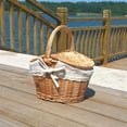 Wicker Picnic Basket with Lid and Handle Sturdy Woven Body with